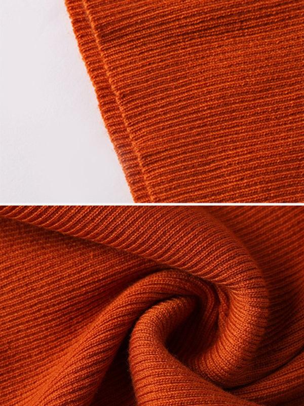 Pull à col haut en tricot simple, 10 couleurs, couleur unie