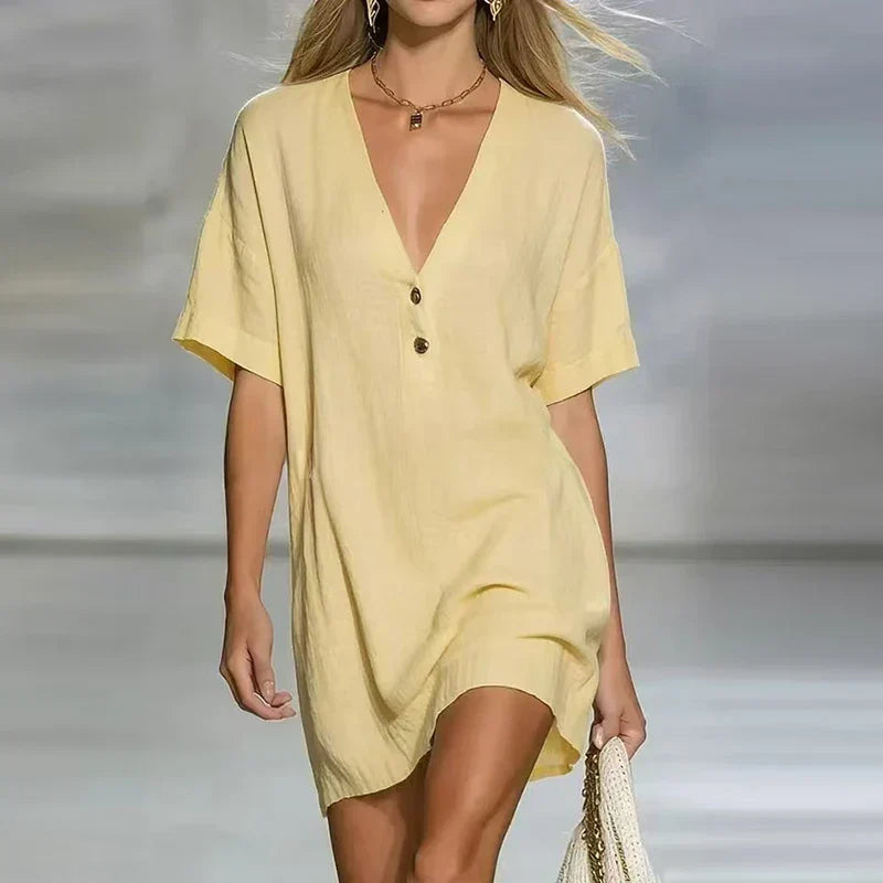 Fabiana | Robe Mini à Manches Courtes avec Décolleté en V pour Femmes