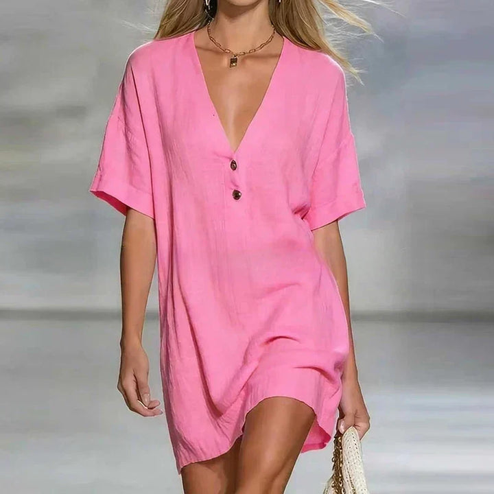Fabiana | Robe Mini à Manches Courtes avec Décolleté en V pour Femmes