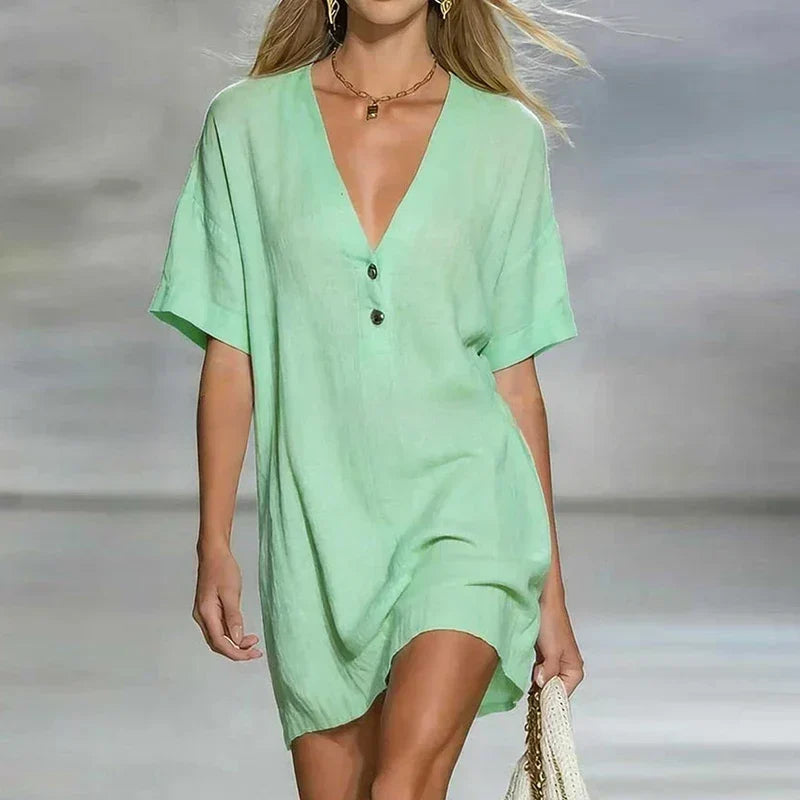 Fabiana | Robe Mini à Manches Courtes avec Décolleté en V pour Femmes