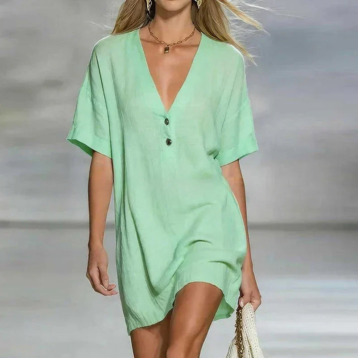 Fabiana | Robe Mini à Manches Courtes avec Décolleté en V pour Femmes