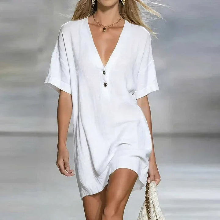 Fabiana | Robe Mini à Manches Courtes avec Décolleté en V pour Femmes
