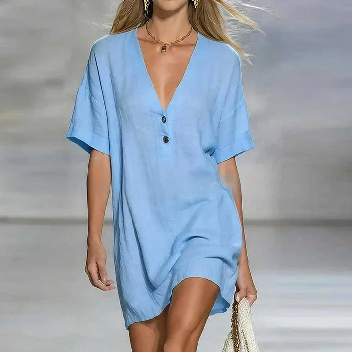 Fabiana | Robe Mini à Manches Courtes avec Décolleté en V pour Femmes