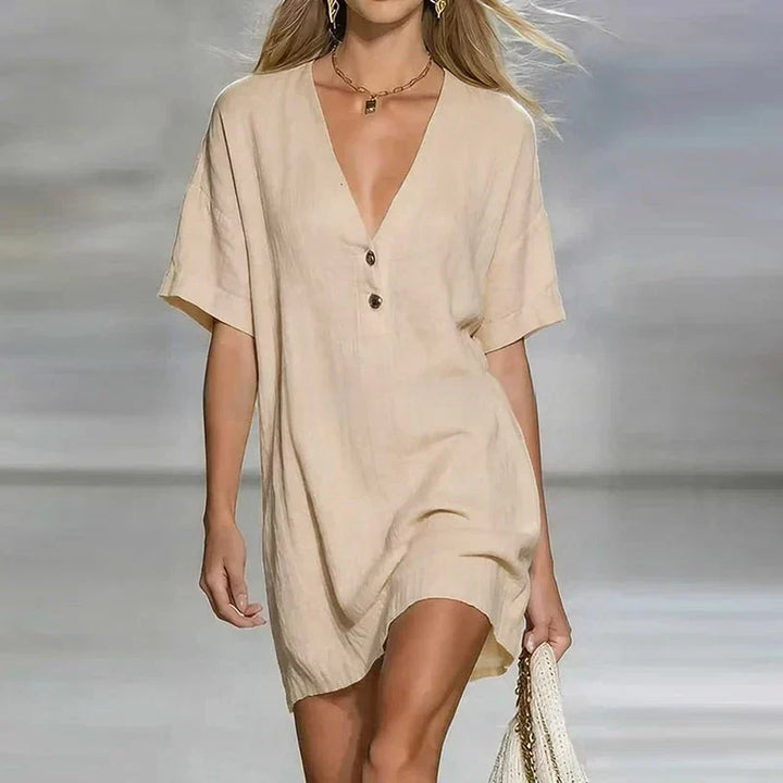 Fabiana | Robe Mini à Manches Courtes avec Décolleté en V pour Femmes