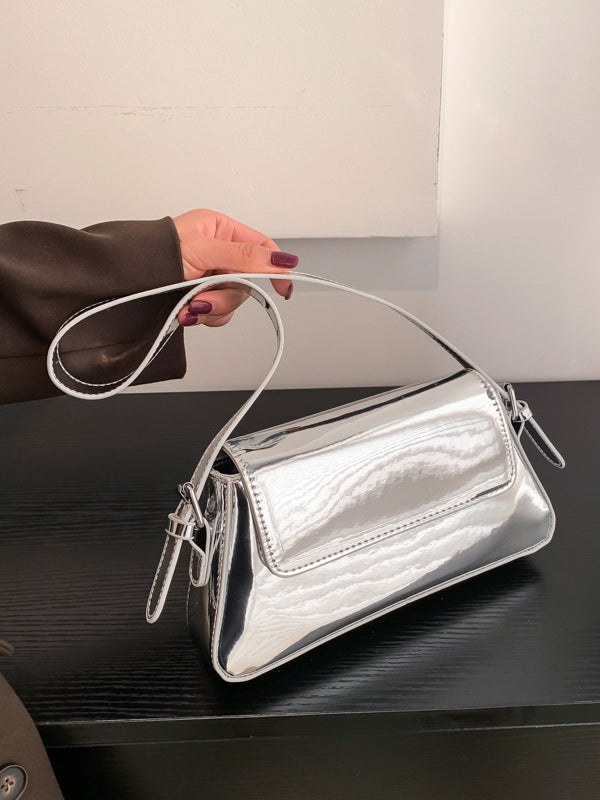 Sac à main géométrique à fermeture éclair, couleur unie