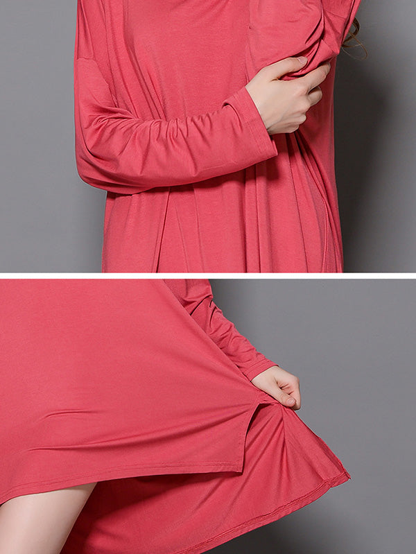 Robe de pyjama à manches longues en modal de couleur unie de grande taille