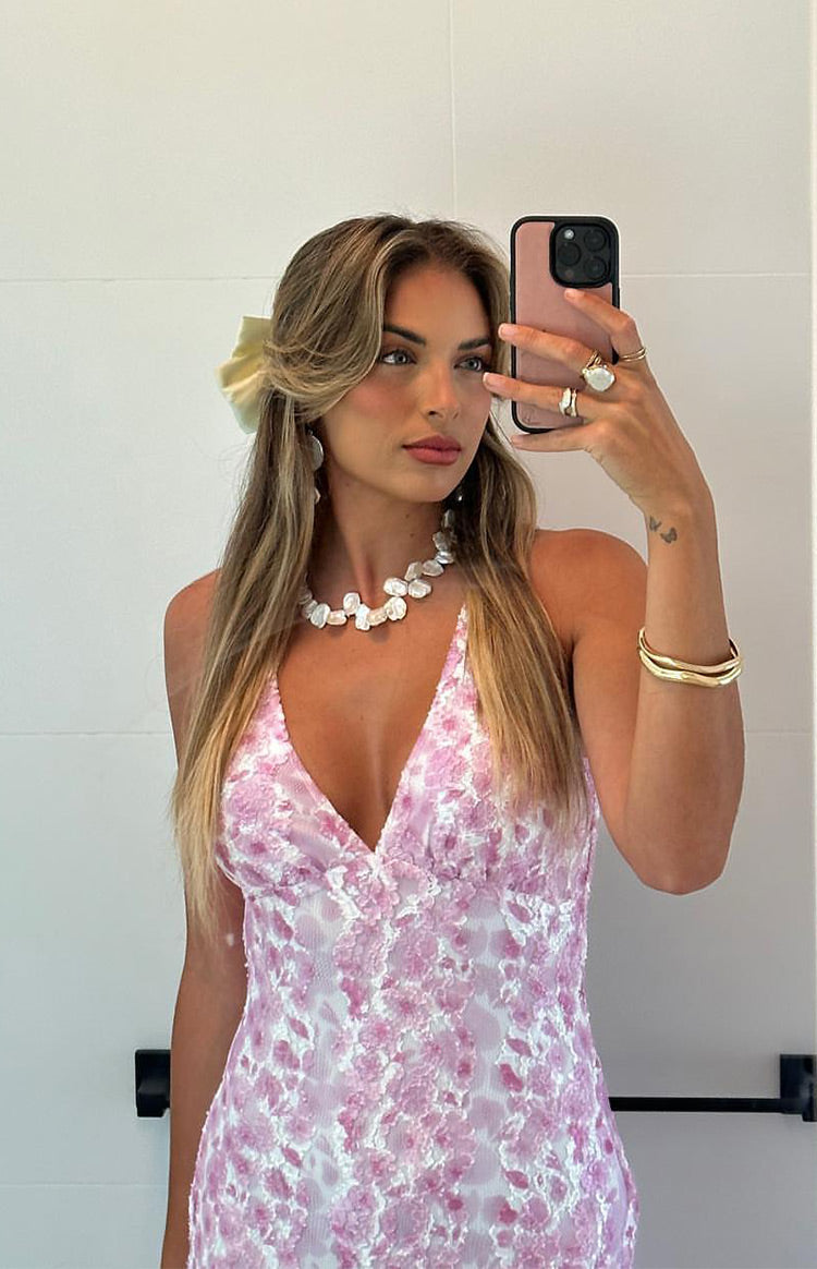 Farida - Robe Maxi en Dentelle Rose