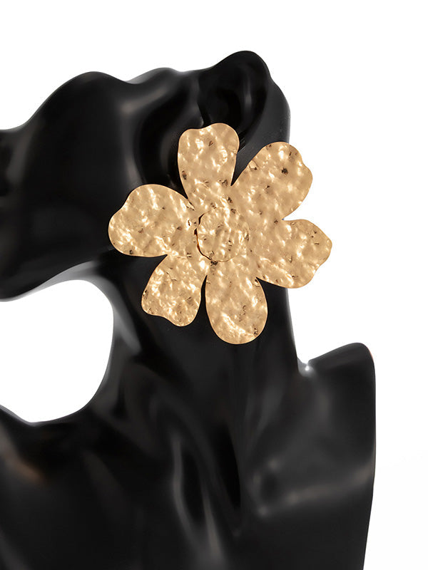 Boucles d'oreilles à coupe irrégulière, en forme de fleur