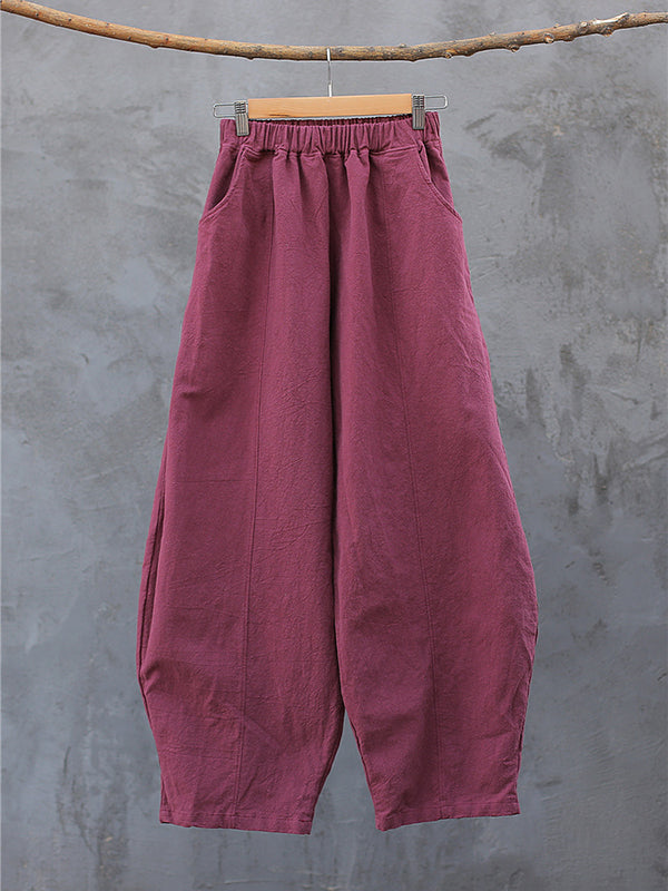 Pantalon simple taille haute, à jambes larges, couleur unie