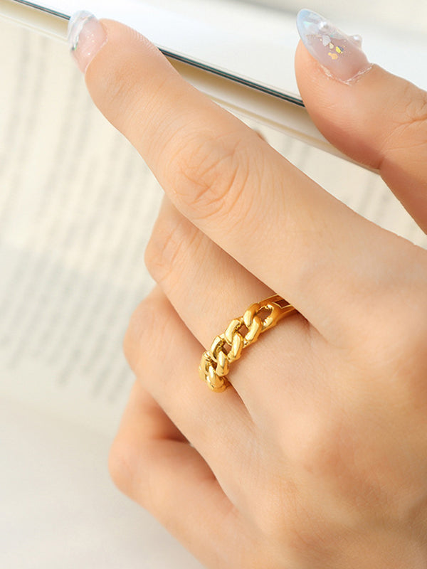 Bague ajourée à chaîne, couleur unie