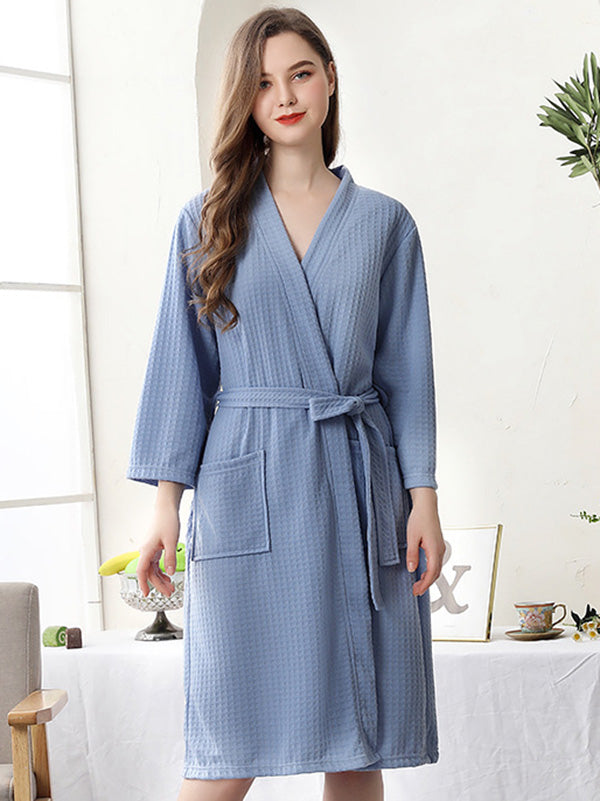 Robe de pyjama fine à bandage solide et confortable