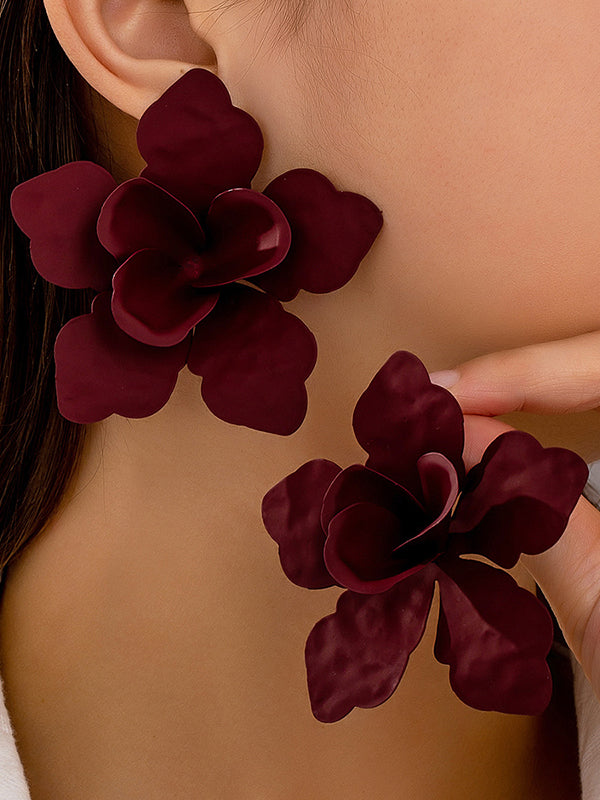 Boucles d'oreilles pendantes en forme de fleur, couleur unie