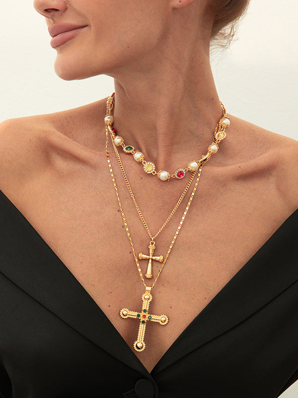 Collier superposé à pompons