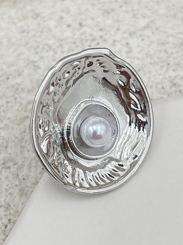 Bague géométrique plissée brillante