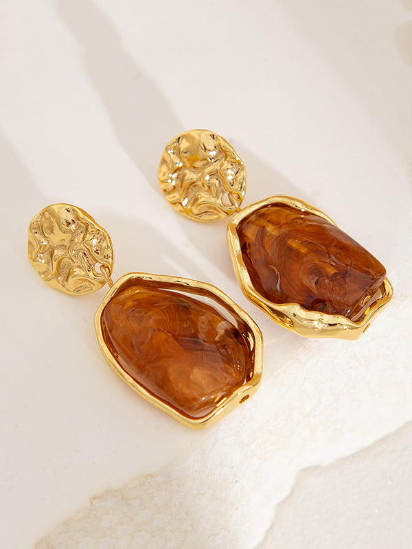 Boucles d'oreilles géométriques brillantes à coupe irrégulière