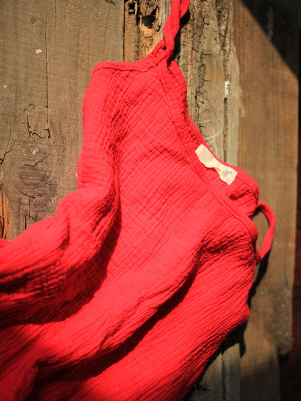 Robe courte ample vintage, à fines bretelles, sans manches, couleur unie