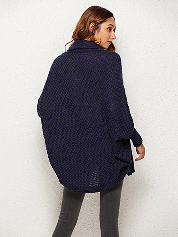 Cardigan décontracté ample à manches chauve-souris, couleur unie