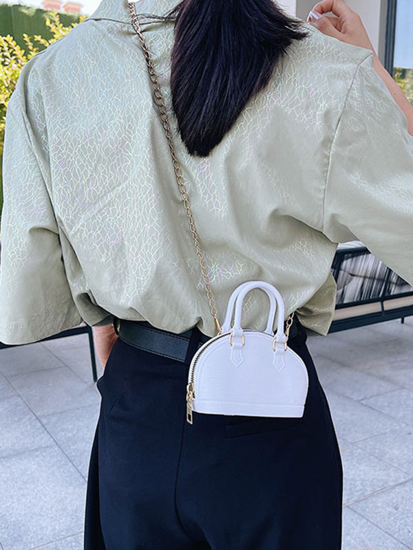 Sac besace géométrique à chaîne, à fermeture éclair