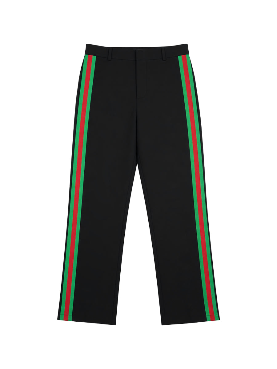Pantalon rayé décontracté à manches longues, coupe près du corps, couleur contrastée
