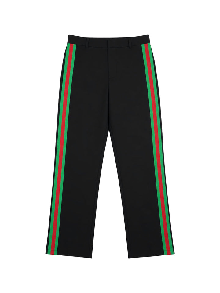 Pantalon rayé décontracté à manches longues, coupe près du corps, couleur contrastée