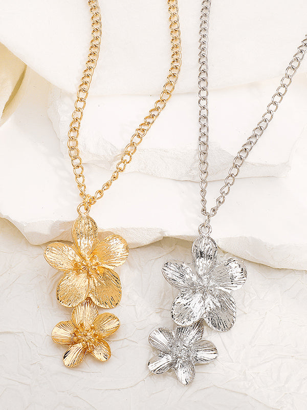 Parure collier et bague en forme de fleur