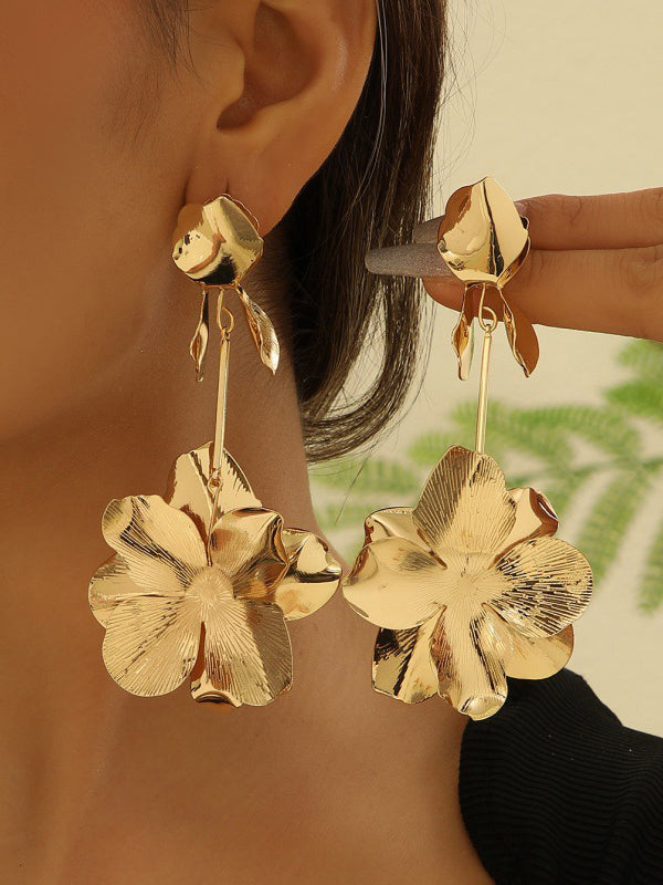 Boucles d'oreilles pendantes géométriques en forme de fleur