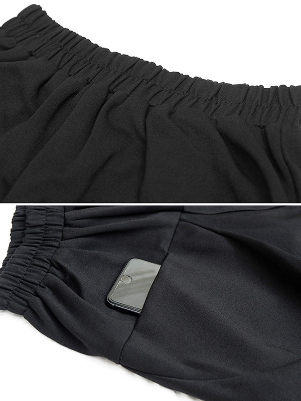Sarouel décontracté ample à empiècements, taille haute, couleur unie