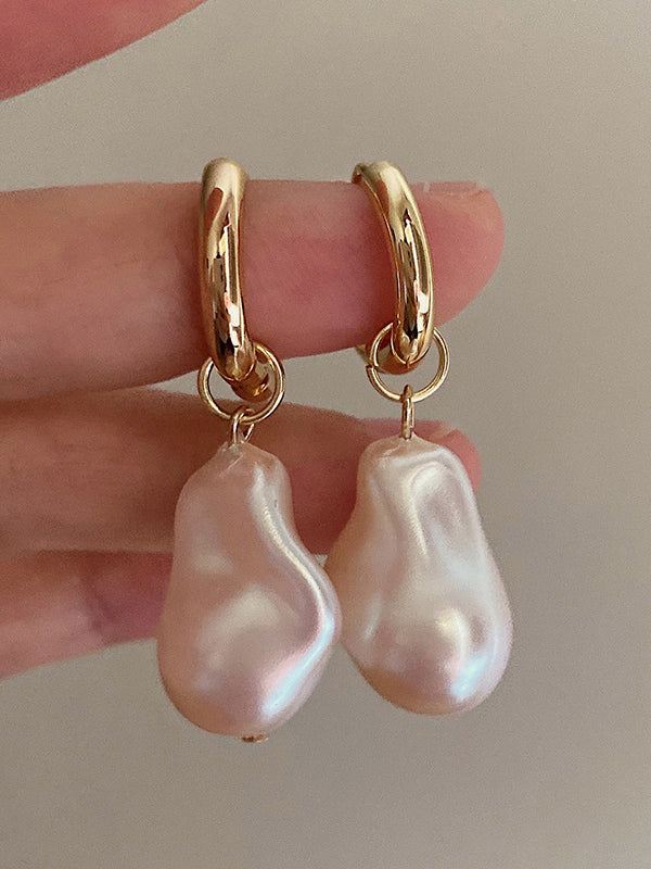 Irrégularité Imitation Perle Contraste Couleur Boucles D'oreilles Accessoires