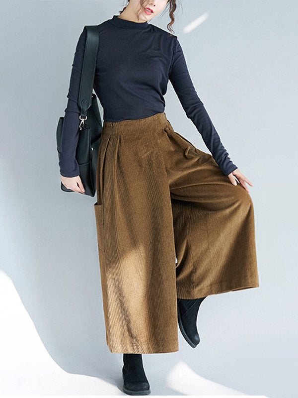 Pantalon large en velours côtelé à fermeture éclair vintage super ample