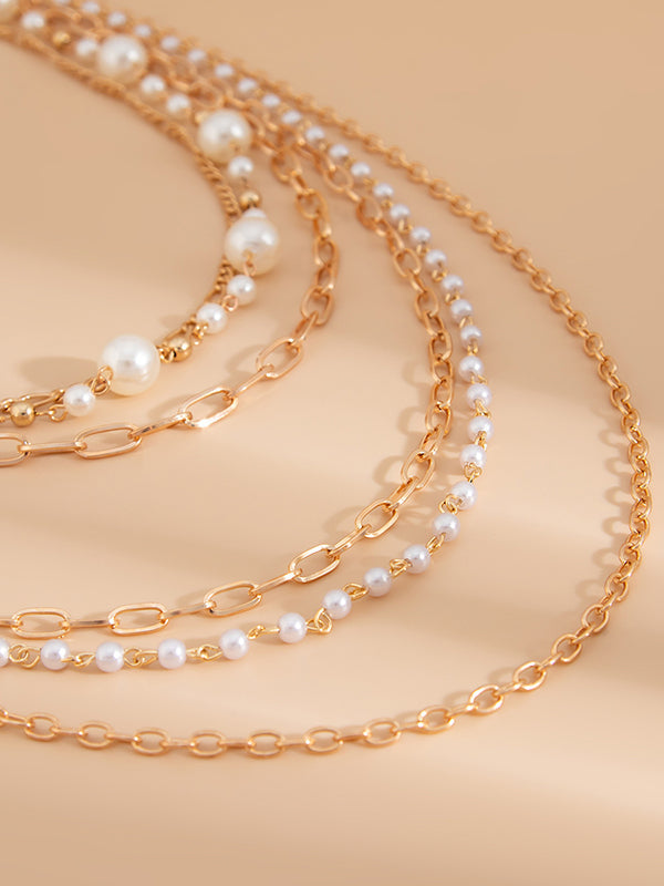 Collier géométrique superposé normcore