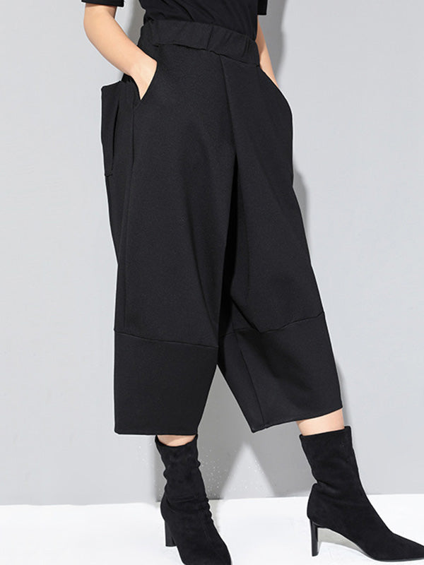 Bas de pantalon trois-quarts décontractés, jambes larges et amples, couleur unie