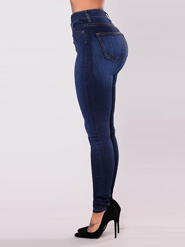 Jean coupe slim, taille haute, à empiècements