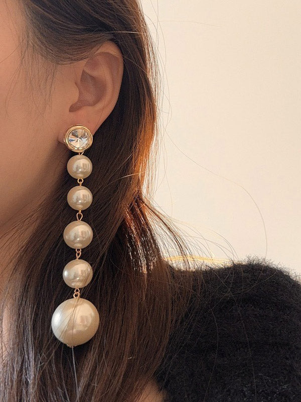 Boucles d'oreilles perlées géométriques brillantes
