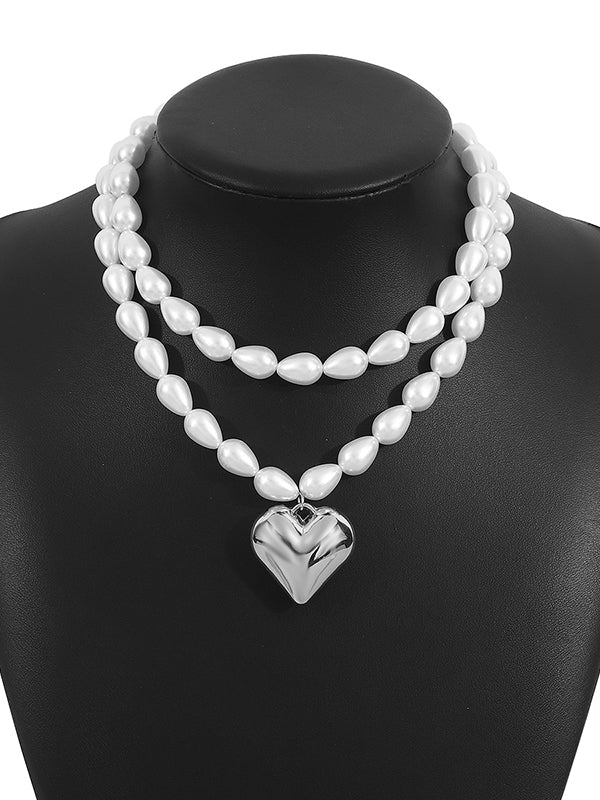 Collier à double rang, en forme de cœur