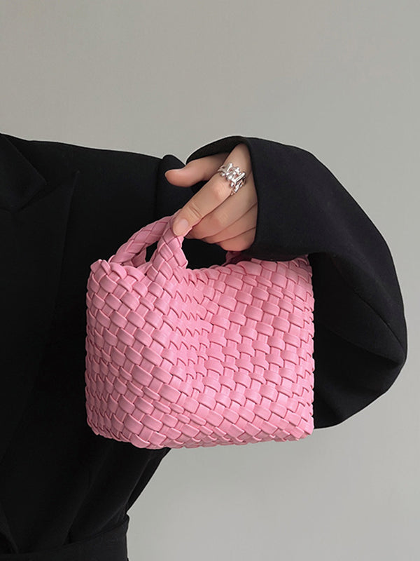Sac à main tressé couleur unie