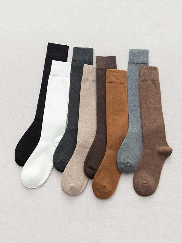 Chaussettes décontractées chaudes couleur unie