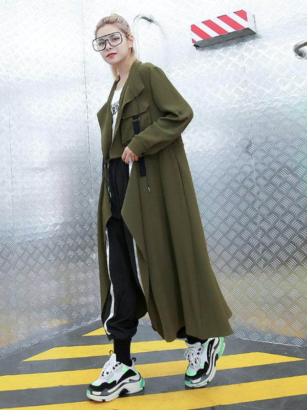 Trench-coat uni ample et léger