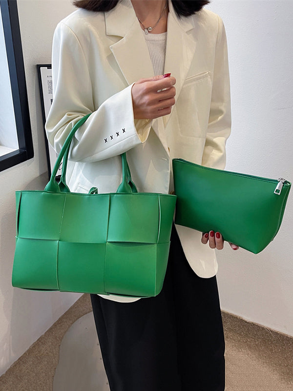 Sacs à bandoulière tissés à empiècements de couleur unie