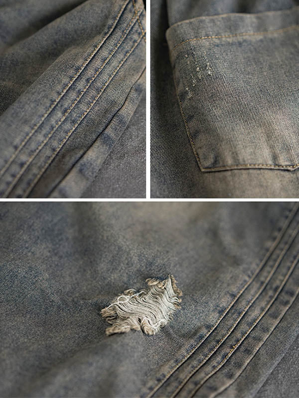 Pantalon en jean colonne à jambe large brodé Original