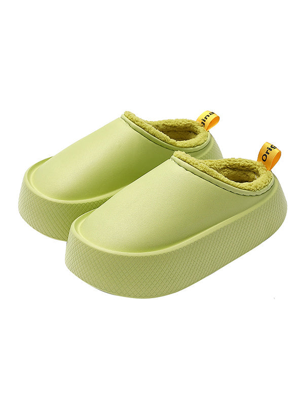 Pantoufles antidérapantes et imperméables en velours pour garder au chaud, couleur unie, pour la maison