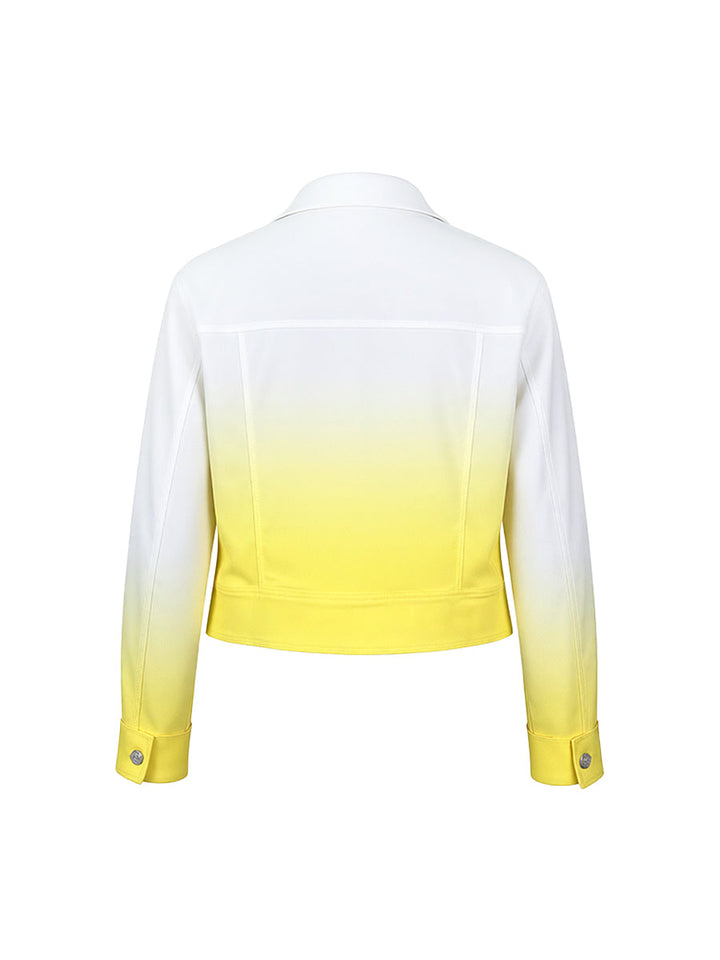 Veste boutonnée à manches longues, en dégradé, à fermeture éclair, à col revers