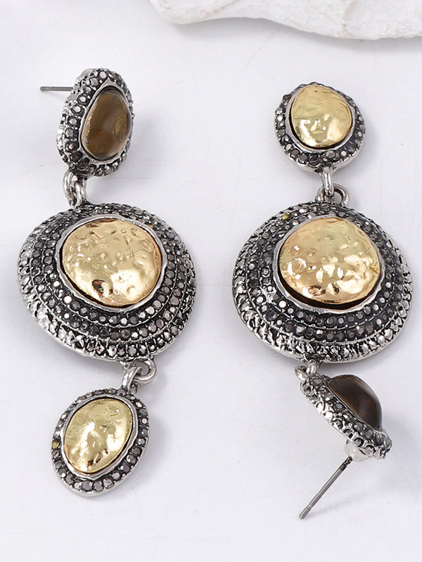 Boucles d'oreilles géométriques brillantes à chaîne, à strass