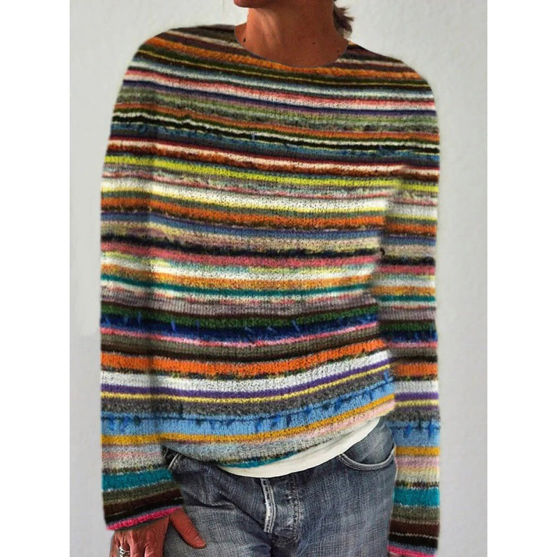 Pull en tricot coloré, accrocheur et confortable pour femmes