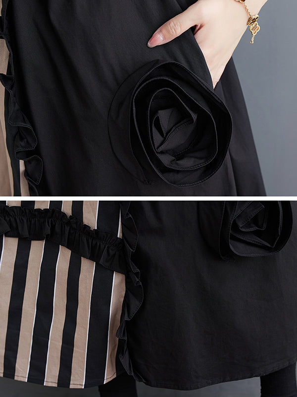 Jupe ample ornée de fleurs élastique, taille haute, à empiècements