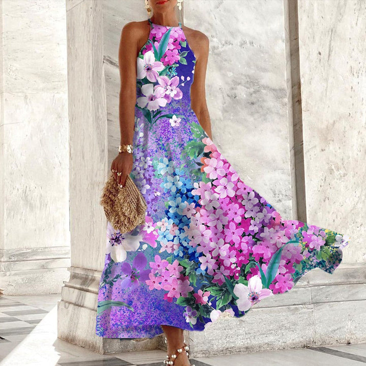 Eileen - Robe midi à fleurs avec col halter