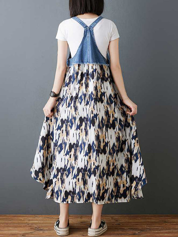 Robe longue ample à imprimé floral, grande taille, poches fendues, col Spaghetti, robe à bretelles