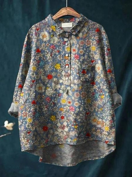Rosa | Chemise oversize à fleurs aquarelle