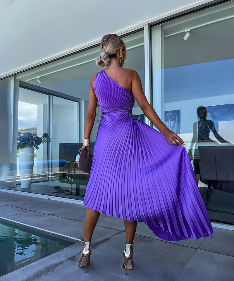 Paloma | Robe de Mariée Midi Asymétrique à Épaule Dénudée