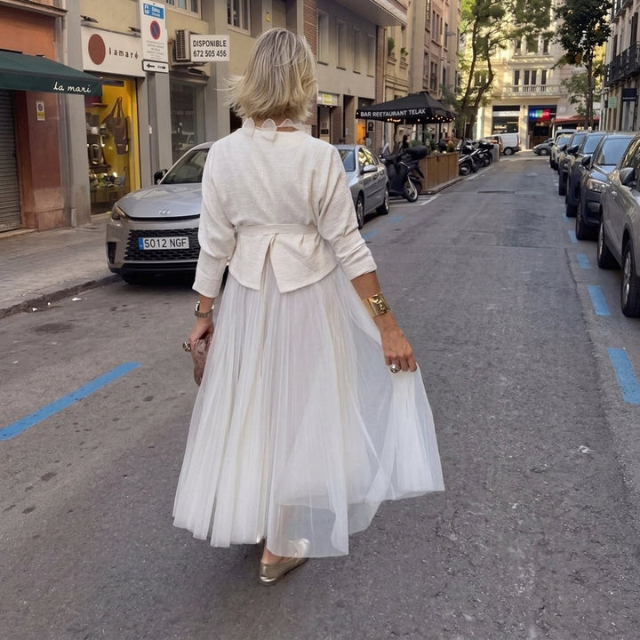 Yuna™ Robe Midi Plissée avec Top à Manches 3/4