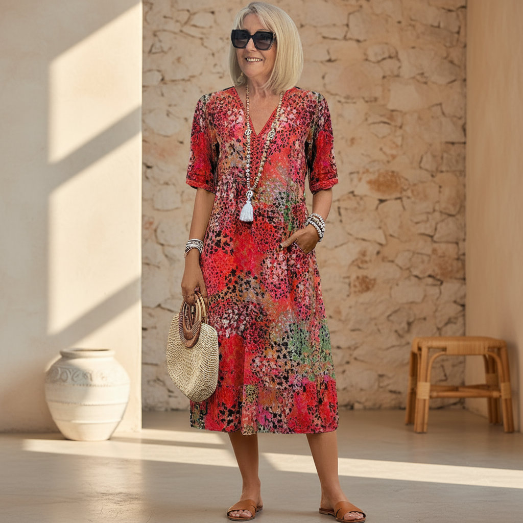Lina | Robe midi vivante au style moderne